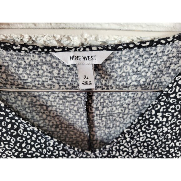 Nine West Womens Dress Extra Large Mini Fit Flare Black Animal Print ANI45E - Picture 9 of 11